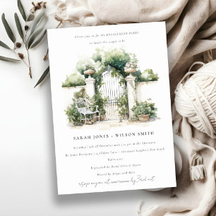 Classy Chic French Garden Landscape Engagement Invitation
