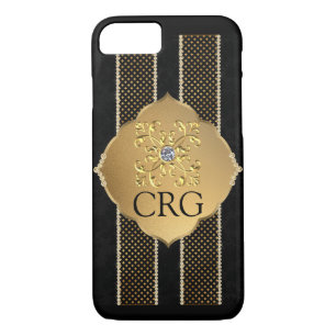 Classy Chic Gold Black Bling Monogram Case-Mate iPhone Case