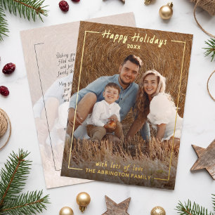 Classy Chic Gold Foil Happy Holidays Family Photo
