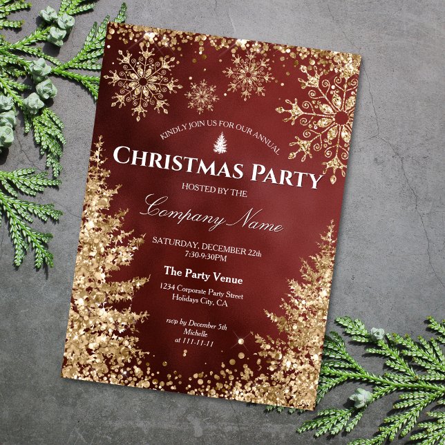 Classy Chic Gold Glitter Corporate Christmas Party Invitation (Creator Uploaded)