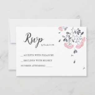 Classy chic grey pink watercolor wedding RSVP Card
