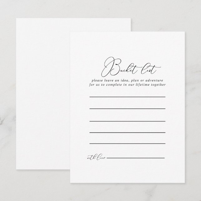 Classy Chic Minimalist Bucket List Cards (Front/Back)