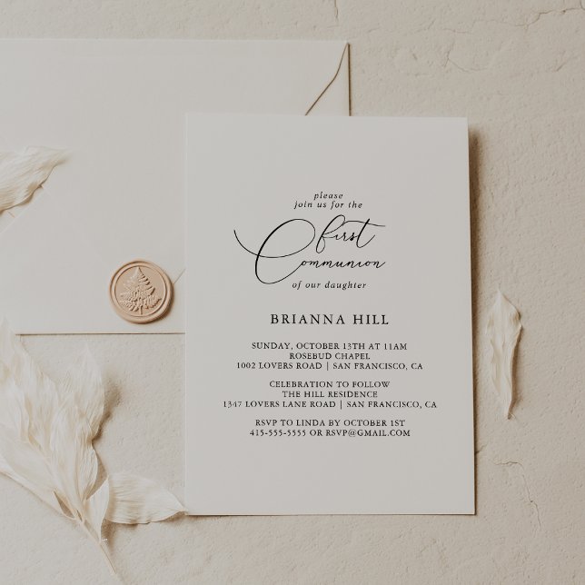 Classy Chic Minimalist First Communion Invitation (Creator Uploaded)