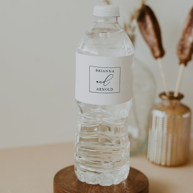 Classy Chic Minimalist Wedding  Water Bottle Label (Creator Uploaded)