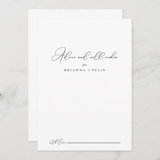 Classy Chic Minimalist Wedding Well Wishes  Advice Card (Front/Back)