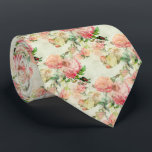 Classy Chic Neck Tie With Antique Roses Pattern<br><div class="desc">Unique neck tie with contemporary image of pastel pink, sage and mint green, teal and light blue, coral red and pale orange coloured rose flower pattern. Ornate, funky, modern and whimsical hipster design for the artistic or artsy hip trend setter, vintage retro, nouveau deco art style lover. Unique, pretty, decorative,...</div>
