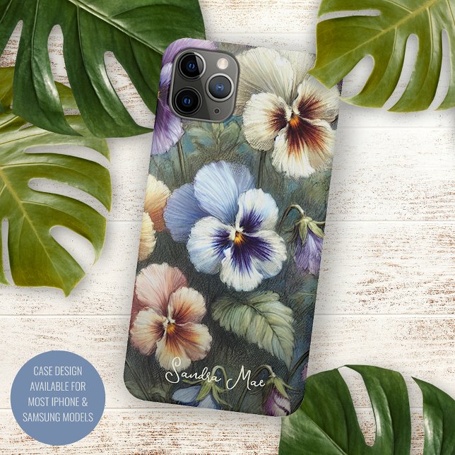 Classy Chic Pansies Fine Art Botanical Painting iPhone Case (Creator Uploaded)