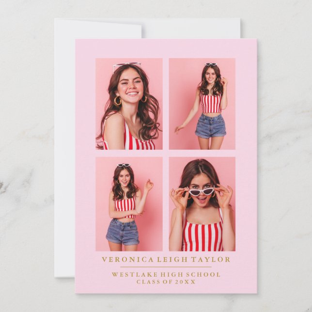 CLASSY CHIC PHOTO COLLAGE GRADUATION ANNOUNCEMENT (Front)
