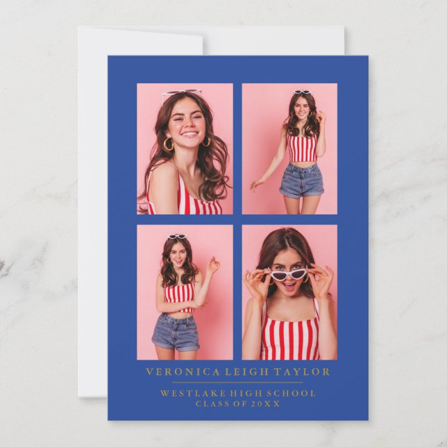 CLASSY CHIC PHOTO COLLAGE GRADUATION ANNOUNCEMENT (Front)