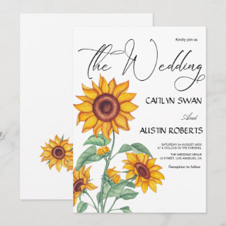 Classy Chic Sunflowers Botanical Invitation