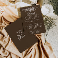 Classy Chocolate Brown Floral Boho Wedding Details