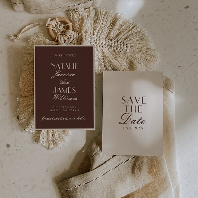Classy Chocolate Brown Ivory Old Money Wedding Save The Date (Creator Uploaded)