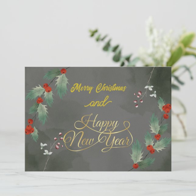 Classy Christmas & New Year Card with Logo 2026 (Standing Front)