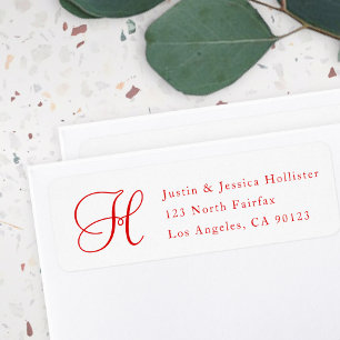 Classy Christmas Red & White Address w/Monogram