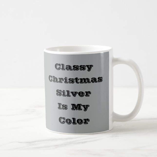 Classy Christmas Silver Winter Solid Colour Coffee Mug (Right)