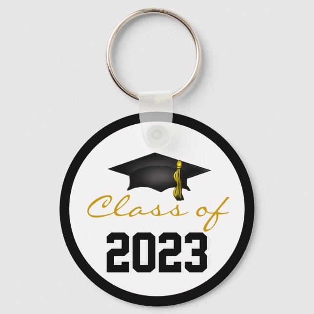 Classy Class of 2024 Graduation Cap Key Ring (Front)