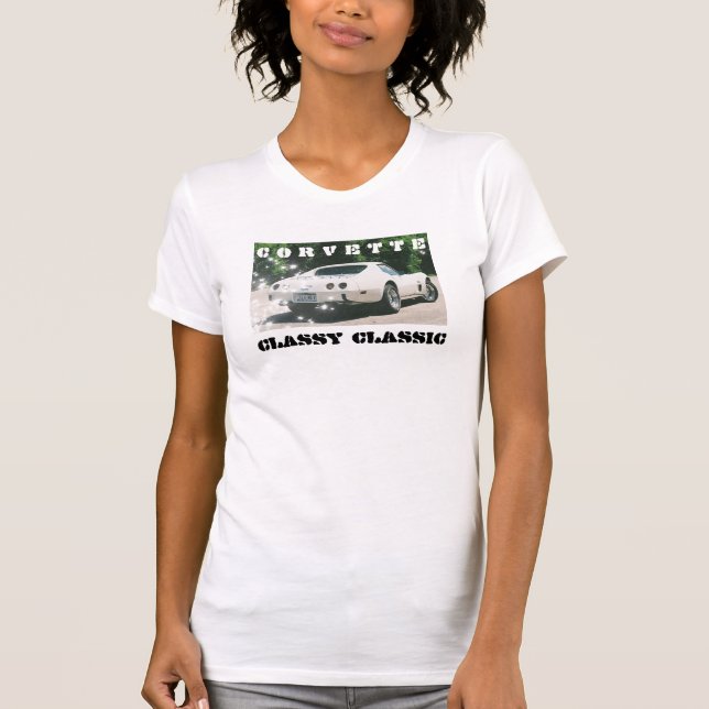 Classy Classic 1975 White Corvette Stingray  T-Shirt (Front)