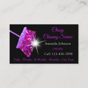 Classy Cleaning Residence Service Pink Purple Maid Business Card
