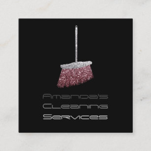 Classy Cleaning Residence Services Maid Grey Black Square Business Card