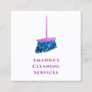 Classy Cleaning Residence Services Maid Pink Square Business Card
