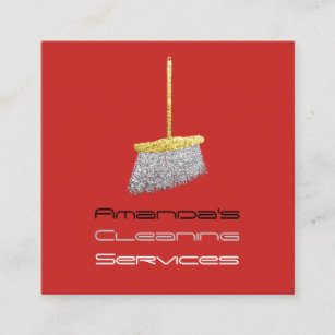 Classy Cleaning Residence Services Maid Red Simply Square Business Card