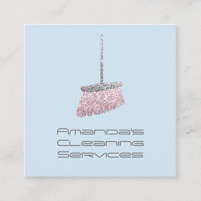 Classy Cleaning Residence Services Paste Rose Pink Square Business Card (Front)