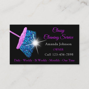 Classy Cleaning Residence Services Pink Blue Spark Business Card