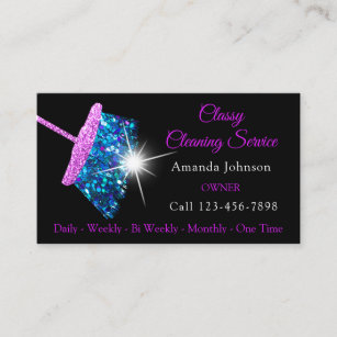 Classy Cleaning Residence Services Pink Blue Spark Business Card