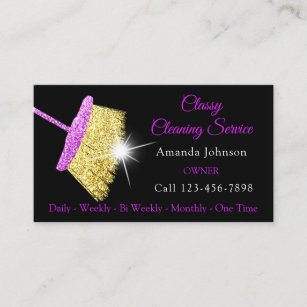 Classy Cleaning Residence Services Pink Gold Maid Business Card