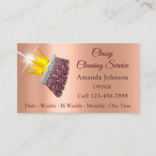 Classy Cleaning Service Maid Rose Crown Peach  Business Card