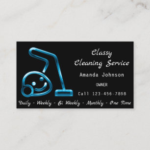 Classy Cleaning Service Maid Vacuum Cleaner Smile Business Card
