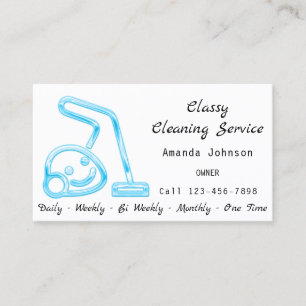 Classy Cleaning Service Maid Vacuum Cleaner Smiles Business Card