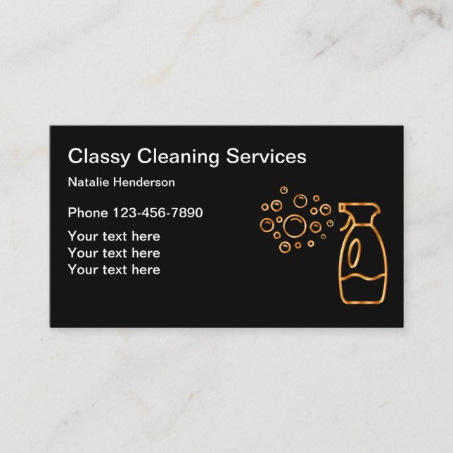 Classy Cleaning Services Business Card (Front)