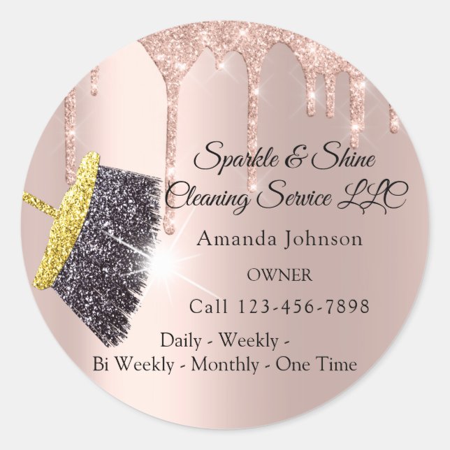 Classy Cleaning Services House Drips Keeping Classic Round Sticker (Front)