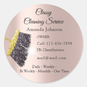 Classy Cleaning Services House Office Keeping Classic Round Sticker