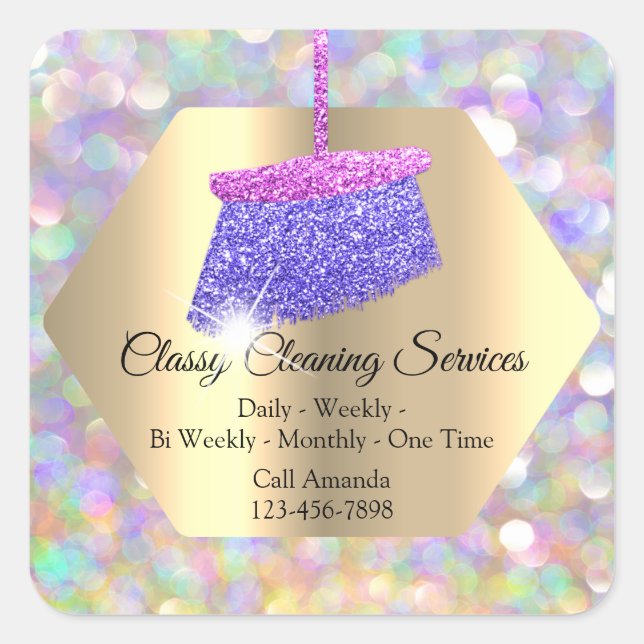 Classy Cleaning Services Maid Housekeeper Purple Square Sticker (Front)