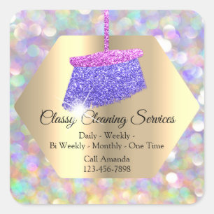 Classy Cleaning Services Maid Housekeeper Purple Square Sticker