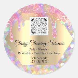 Classy Cleaning Services Maid Housekeeper QR Code  Classic Round Sticker