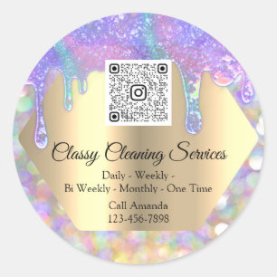 Classy Cleaning Services Maid Housekeeper QRCode Classic Round Sticker