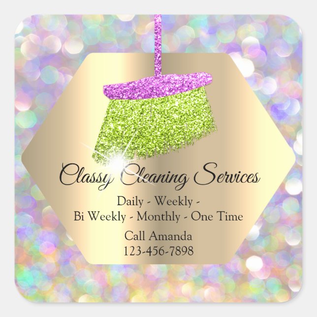 Classy Cleaning Services Maid Housekeeper Spark Square Sticker (Front)