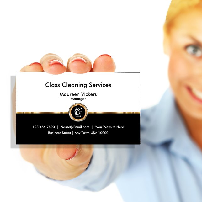 Classy Cleaning Services Modern Business Card (Creator Uploaded)