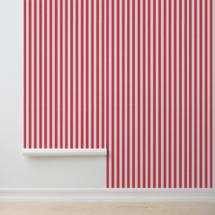 Classy Coastal Chic Coral White Stripes Wallpaper