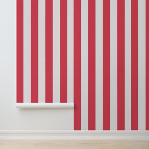 Classy Coastal Chic Coral White Stripes Wallpaper