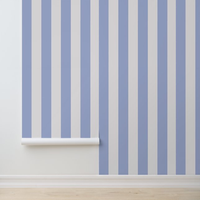 Classy Coastal Chic Light Blue White Stripes Wallpaper (Application)