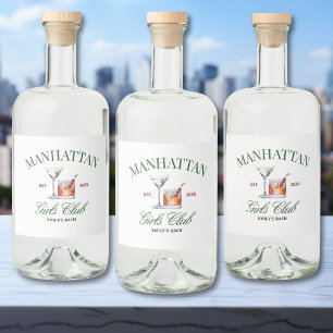 Classy Cocktails Green & Red Girl's Club Liquor Bottle Label