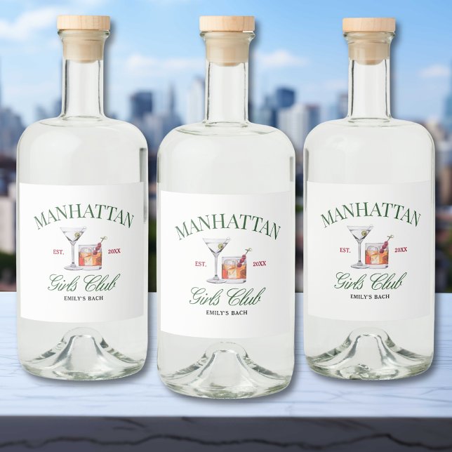 Classy Cocktails Green & Red Girl's Club Liquor Bottle Label (Creator Uploaded)