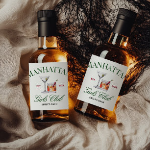 Classy Cocktails Green & Red Girl's Club Liquor Bottle Label