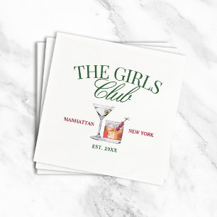 Classy Cocktails Green & Red Girl's Club Napkin