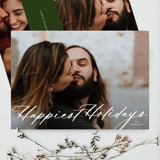 Classy Collage Family Photo Happiest Holiday card (Creator Uploaded)