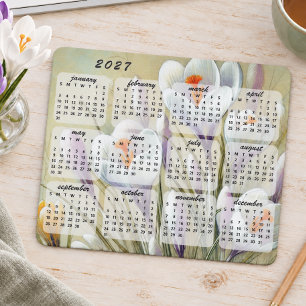 Classy Colourful Elegant Floral 2027 Calendar Mouse Pad